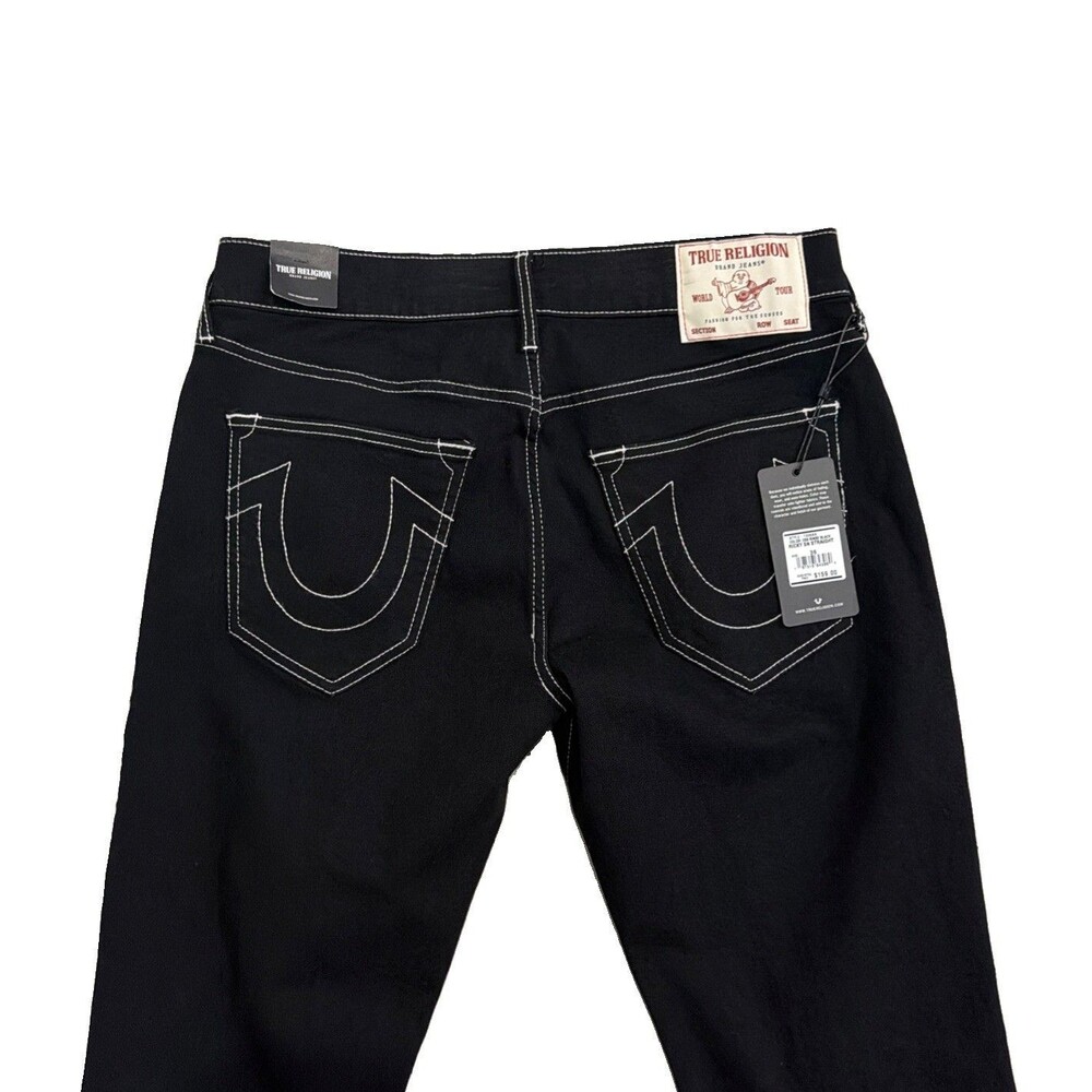 NWT True Religion Ricky SN Rinse Relaxed Straight Jeans Men`s Size 36x30 Black